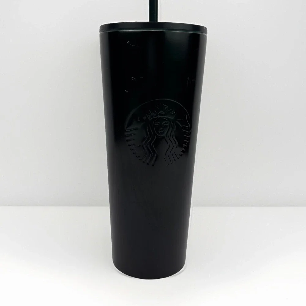 Starbucks Dark Green Black Gradient Ombré 24 oz Tumbler Cup With Straw